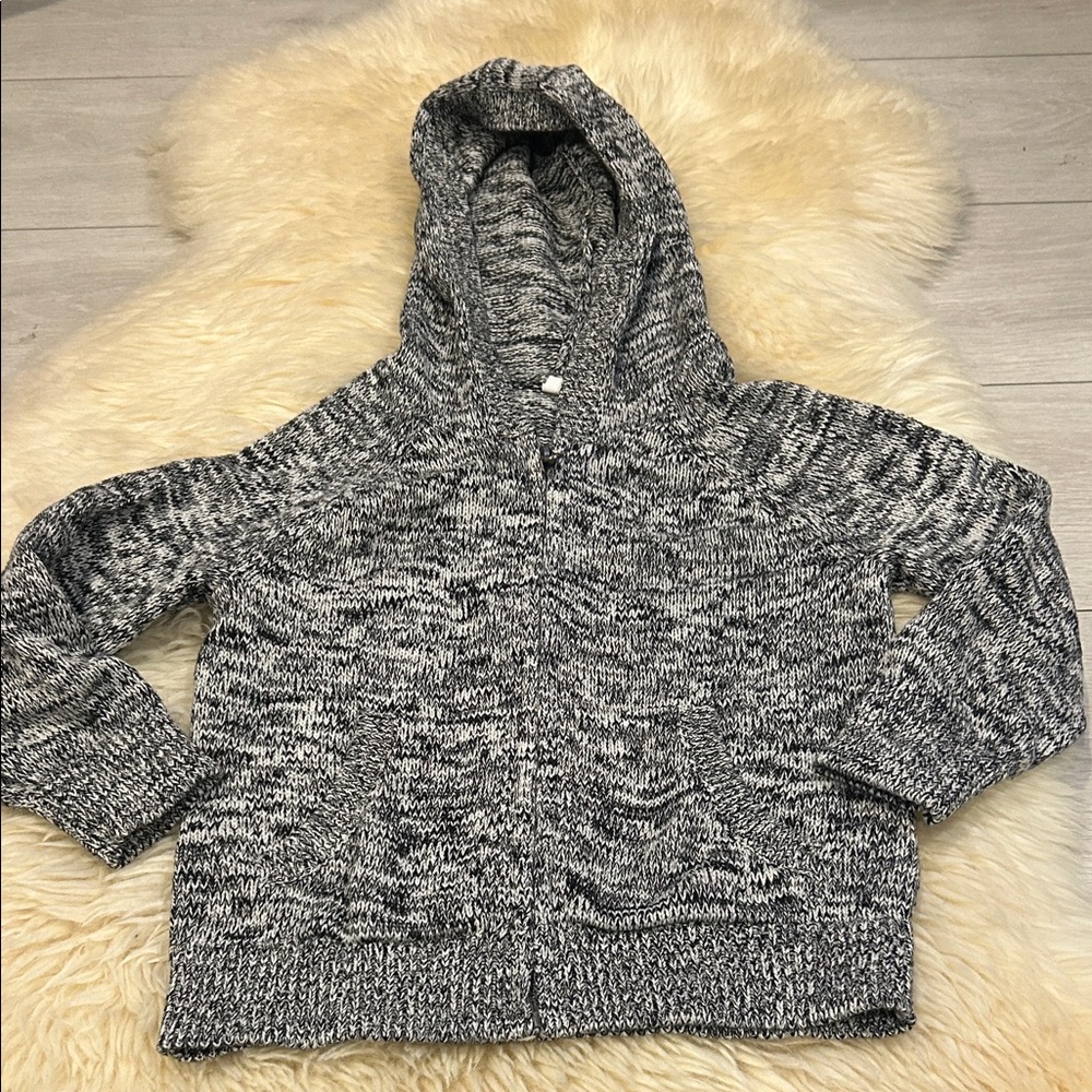GAP Kids Black and White Hooded Zipper Sweater